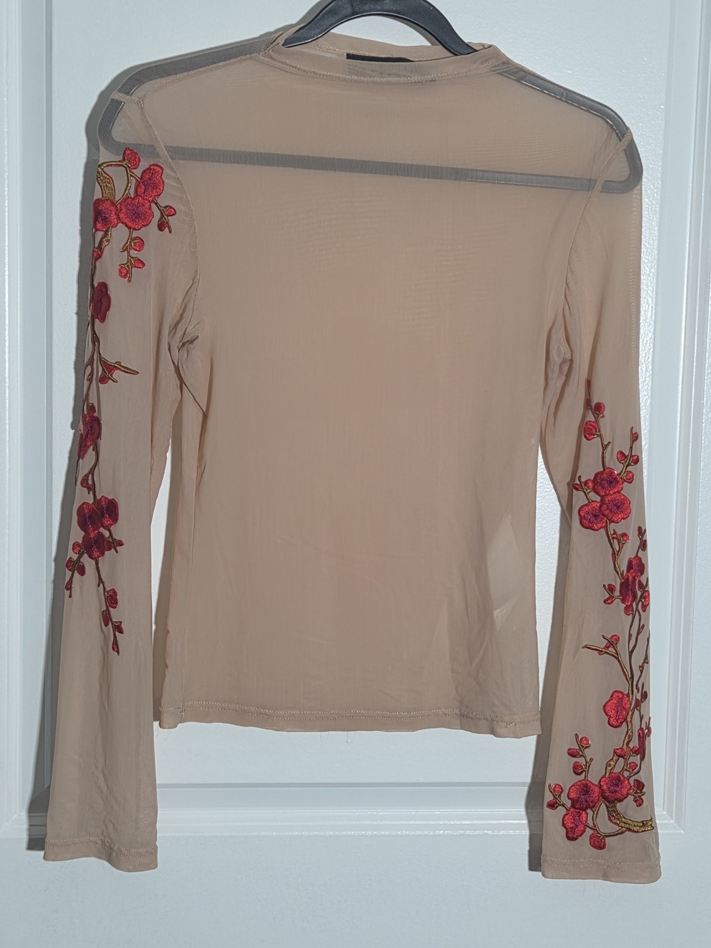 Minkpink Sheer Cherry Blossom Long Sleeved Shirt Small